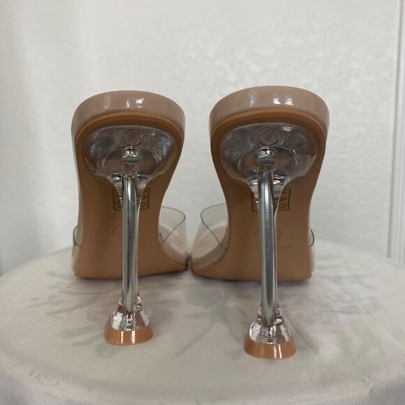 Prettylittlething PLT new Clear Heel Block Mules Stiletto Kitten Heel Sandals 9 - Picture 5 of 9